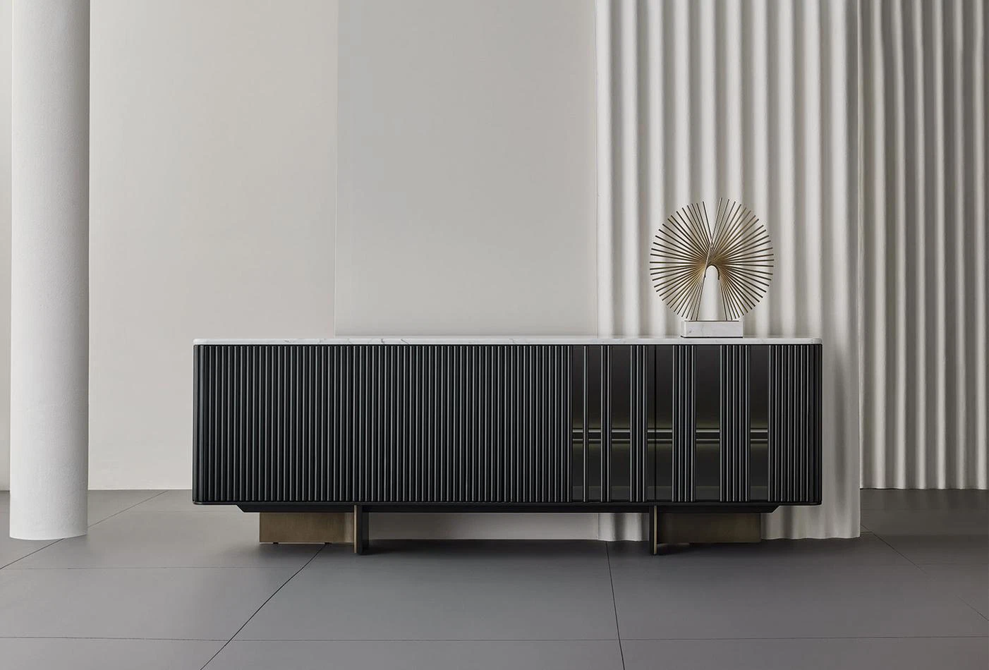 Osaka Black Designer Sideboard with LED Lighting and Storage
