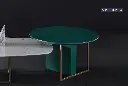 Havana Round Green Coffee Table with Gold Metal Legs