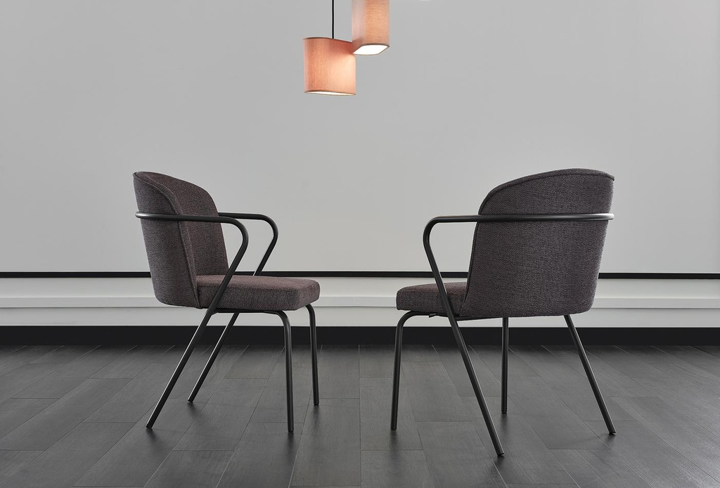 Berta Anthracite Chenille Dining Chair – Metal Legs