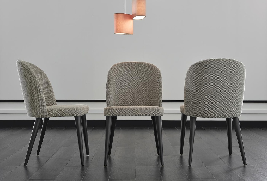 Berta Beige Chenille Dining Chair – Wooden Legs