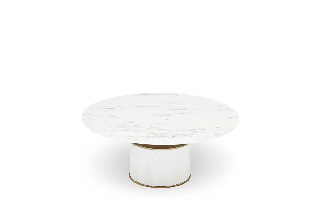 Esta Round Marble-Effect Designer Coffee Table – White