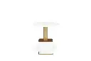 Esta Round Marble-Effect Side Table – White & Bronze Base