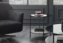 Riosa Round Glass Side Table – Black Metal & Smoked Finish