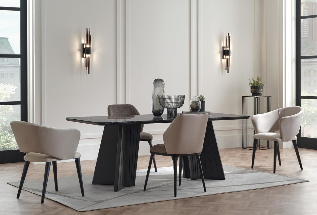 Riga Black Marble Dining Table (Seats 8)