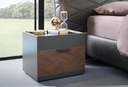 Dorian Bedside Table – Walnut Wood & Smoked Mirror Top