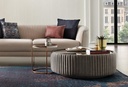 VIENNA Round Leather Coffee Table with Marble Top