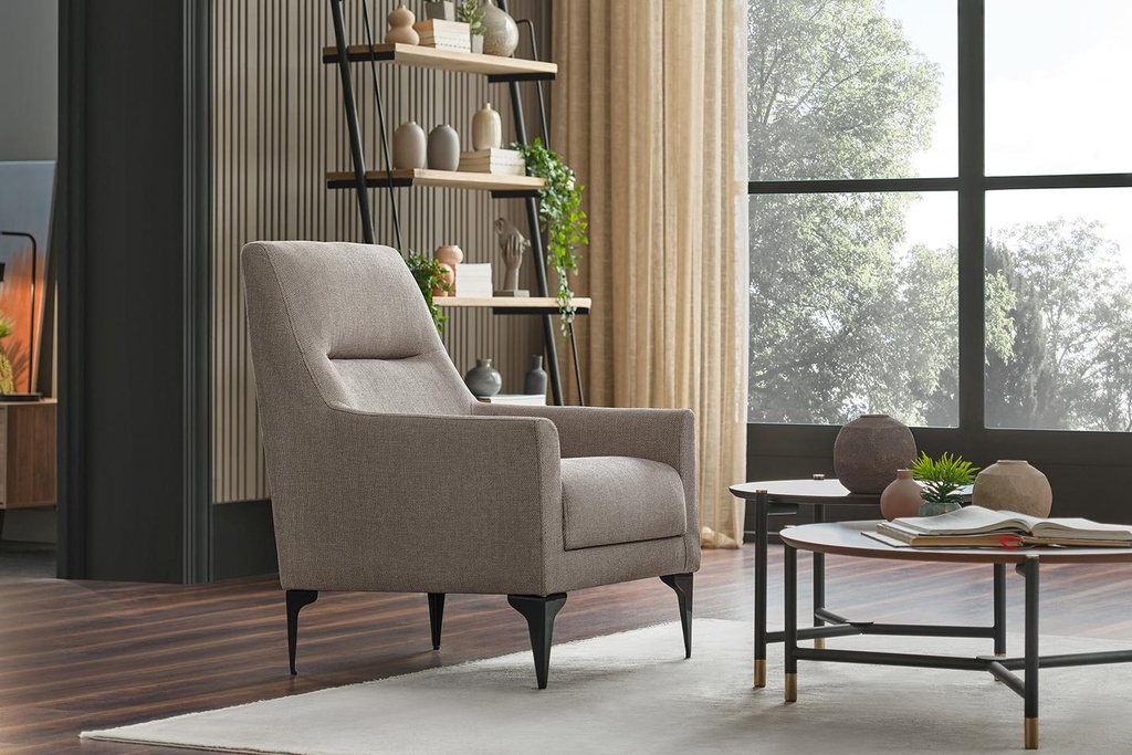 Fortuna Grey Linen Accent Armchair