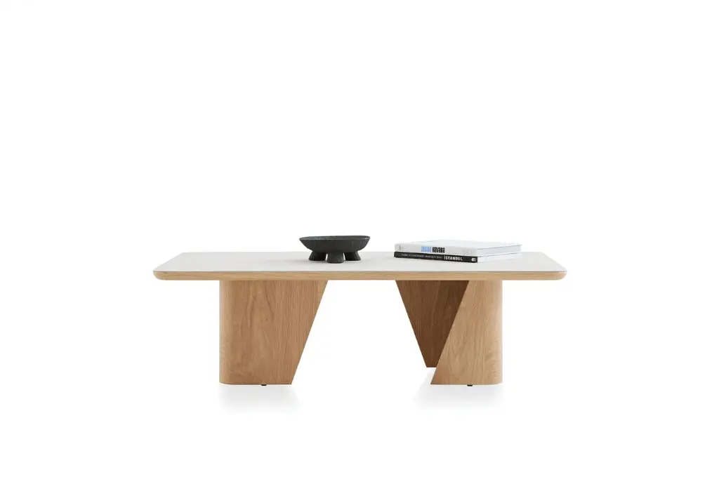 Austin Ceramic Top Coffee Table in Light Oak – Rectangular Designer Centrepiece